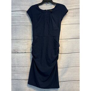 BCBGMAXAZRIA Navy Joana Ruched Fitted Mini Pencil Dress Size 8